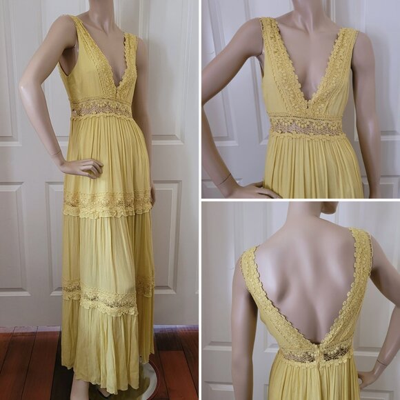 Forever 21 Lace Trim Tierred Maxi Dress SZ S - Picture 1 of 12